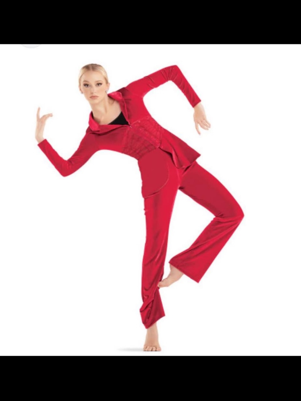 Red Women's Dance Jumpsuit — Sleek Performance Pants & Jacket
